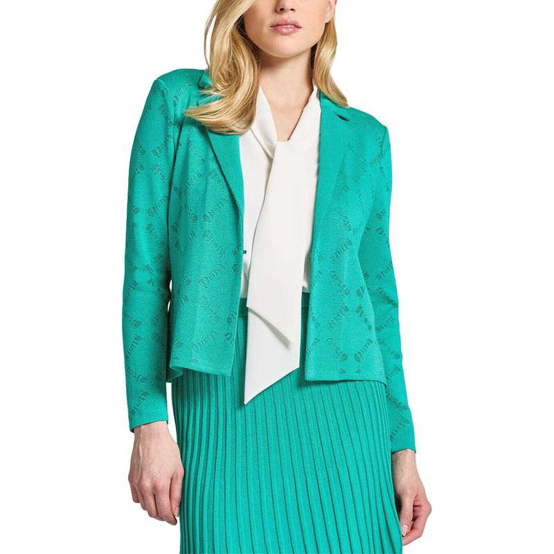 Ming Wang Womens Diamond Burnout Soft Knit Jacket